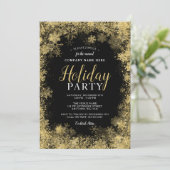 ブラック金ゴールドスノーフレーク企業のホリデーパーティー 招待状 (スタンド正面)