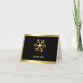 ブラック金ゴールドスノーフレーク折り畳みサンキューカード サンキューカード (正面)