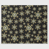 ブラック金ゴールドスノーフレーク・パターン・パーティー・ラップ ラッピングペーパー (フラット)