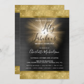 ブラック金ゴールドスパークルグラムフィフティ&ファブラス誕生日 招待状 (正面/裏面)