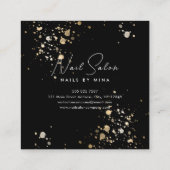 ブラック金ゴールドスペックスハンドネイルサロン スクエア名刺 (裏面)