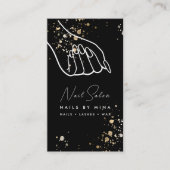 ブラック金ゴールドスペックスハンドネイルサロン 名刺 (正面)