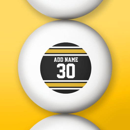 ブラック金ゴールドスポーツジャージーお名前とナンバー 卓球ボール