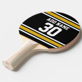 ブラック金ゴールドスポーツジャージーお名前とナンバー 卓球ラケット (正面アングル)