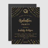 ブラック金ゴールドスモダンタリー卒業パーティー マグネット招待状 (正面/裏面)