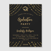 ブラック金ゴールドスモダンタリー卒業パーティー マグネット招待状 (正面)