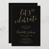 ブラック金ゴールドス祝ト卒業パーティー 招待状 (正面/裏面)