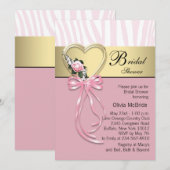 ブラック金ゴールドゼブラピンクゼブラブライダルシャワー 招待状 (正面/裏面)