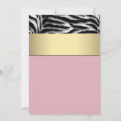 ブラック金ゴールドゼブラピンクゼブラブライダルシャワー 招待状 (裏面)
