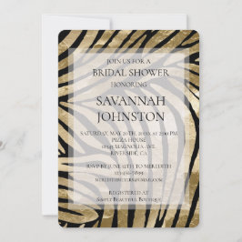 ブラック金ゴールドゼブラブライダルシャワー 招待状