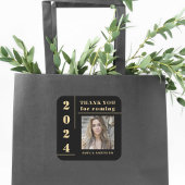 ブラック金ゴールドタイポグラフィ写真卒業 スクエアシール