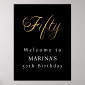 ブラック金ゴールドタイポグラフィ誕生日パーティーへようこそ ポスター (正面)