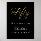 ブラック金ゴールドタイポグラフィ誕生日パーティーへようこそ ポスター (正面)