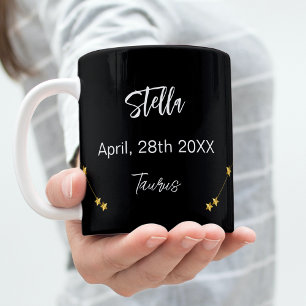 ブラック金ゴールドタウロス星座誕生日 コーヒーマグカップ
