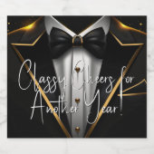 ブラック金ゴールドタキシードシャンパンラベル スパークリングワインラベル (シングルラベル)