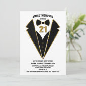 ブラック金ゴールドタキシード21歳の誕生日パーティー 招待状 (スタンド正面)
