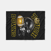 ブラック金ゴールドタッチダウンデイサッカーゲーム高校 フリースブランケット (正面(横))