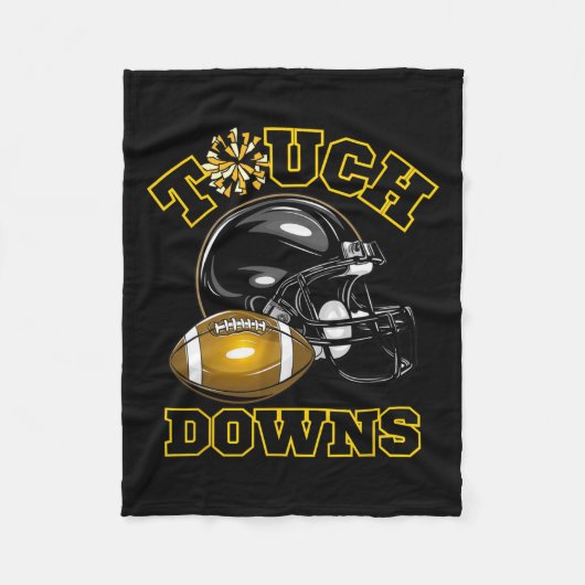 ブラック金ゴールドタッチダウンデイサッカーゲーム高校 フリースブランケット (正面)