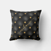 ブラック金ゴールドタフテッド名前をカスタムする枕 クッション (裏面)