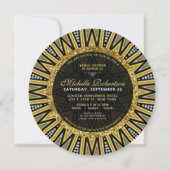 ブラック金ゴールドダイヤモンドアールデコグラムブライダルシャワー 招待状 (裏面)