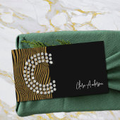 ブラック金ゴールドダイヤモンドイニシャルソーシャルメディアモノグラム 名刺