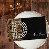 ブラック金ゴールドダイヤモンドイニシャルDソーシャルメディアモノグラム 名刺