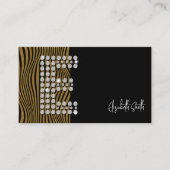ブラック金ゴールドダイヤモンドイニシャルEソーシャルメディアモノグラム 名刺 (正面)
