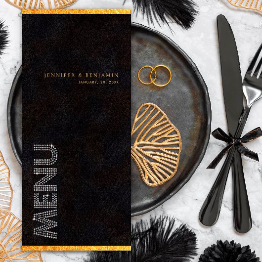 ブラック金ゴールドダイヤモンドウェディングレセプションディナーメニュー メニュー