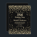 ブラック金ゴールドダイヤモンドグリッター女子18誕生日 カード<br><div class="desc">黒とエレガント金ゴールドダイヤモンドグリッター18th誕生日パーティー女性のための招待。カスタマイ連絡ズでも、一致する製品を要求するための私たち。</div>