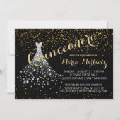 ブラック金ゴールドダイヤモンドドレスキンセアニェラ招待状 招待状 (正面)