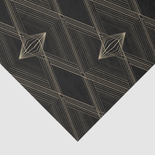 ブラック金ゴールドダイヤモンドパターン抽象芸術シック幾何学模様 薄葉紙 (詳細)