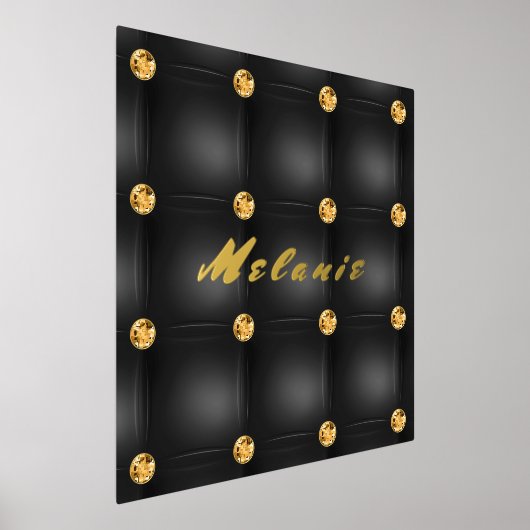 ブラック金ゴールドダイヤモンドフォイルプリントポスター名前をカスタムする 箔ポスター (レイダウン)