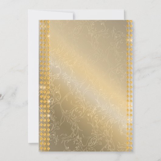 ブラック金ゴールドダイヤモンドマスカレード誕生日パーティー 招待状 (裏面)