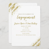 ブラック金ゴールドダストコーナーズグラムモダン婚約 招待状 (正面/裏面)