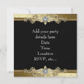 ブラック金ゴールドダマスクキンセアニェラ 招待状 (裏面)