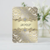 ブラック金ゴールドダマスクパーティーRSVP 出欠カード (スタンド正面)