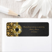 ブラック金ゴールドダマスク感謝していの結婚式 ラベル (インサイチュ)