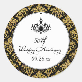 ブラック金ゴールドダマスク50周年記念ステッカー2 ラウンドシール