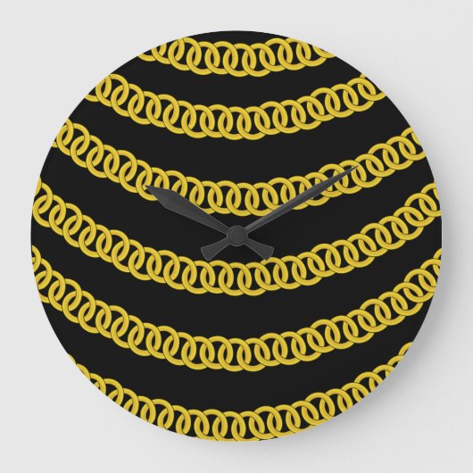 ブラック金ゴールドチェーンフローラ時計 ラージ壁時計 (正面)