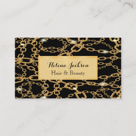 ブラック金ゴールドチェーン高級ジュエリークラシック 名刺 (正面)