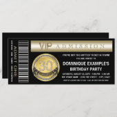 ブラック金ゴールドチケット30th誕生日パーティの招待状 招待状 (正面/裏面)