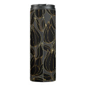 ブラック金ゴールドチューリップ：ラグジュアリーフローラルパターン タンブラー (裏面)