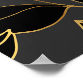 ブラック金ゴールドチューリップ:ラグジュアリーフローラルパターン ポスター (角)