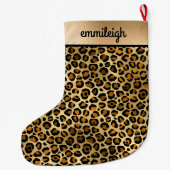 ブラック金ゴールドチータヒョウ単眼球クリスマス ラージクリスマスストッキング (裏面)