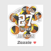 ブラック金ゴールドチームの色カゴボールのチームネーム シール (シート)