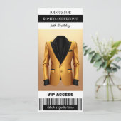 ブラック金ゴールドツキシード誕生日チケット招待状 招待状 (スタンド正面)