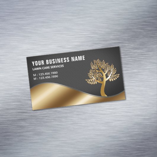 ブラック金ゴールドツリーガーデニング造園ローン マグネット名刺 (インサイチュ)