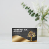ブラック金ゴールドツリーガーデニング造園気に芝生 名刺 (スタンド正面)