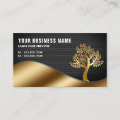 ブラック金ゴールドツリーガーデニング造園気に芝生 名刺 (正面)