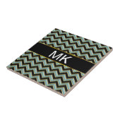 ブラック金ゴールドティール(緑がかった色)ZigZag タイル (側面)